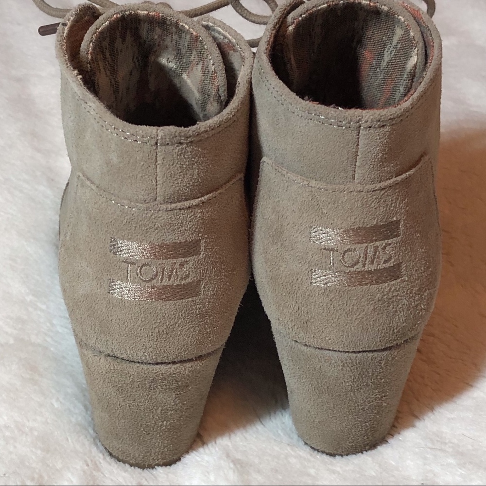 Toms Desert Wedge Taupe Suede Bootie